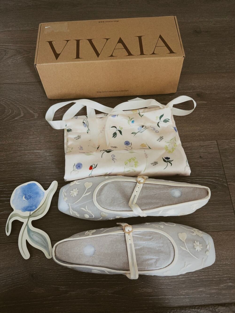 VIVAIA NEW Margot Mary Jane Square-Toe Cream French Floral Mesh Special Edition